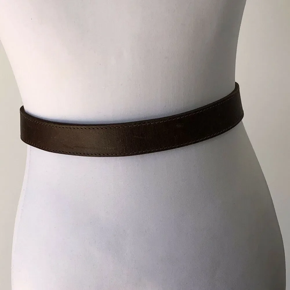 Le sac De Mode Leather Belt Size Small Brown Tarnished Buckle 31.5